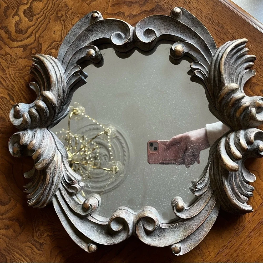 Elegant Gold Ornate Wall Mirror 14.5”x15.5”